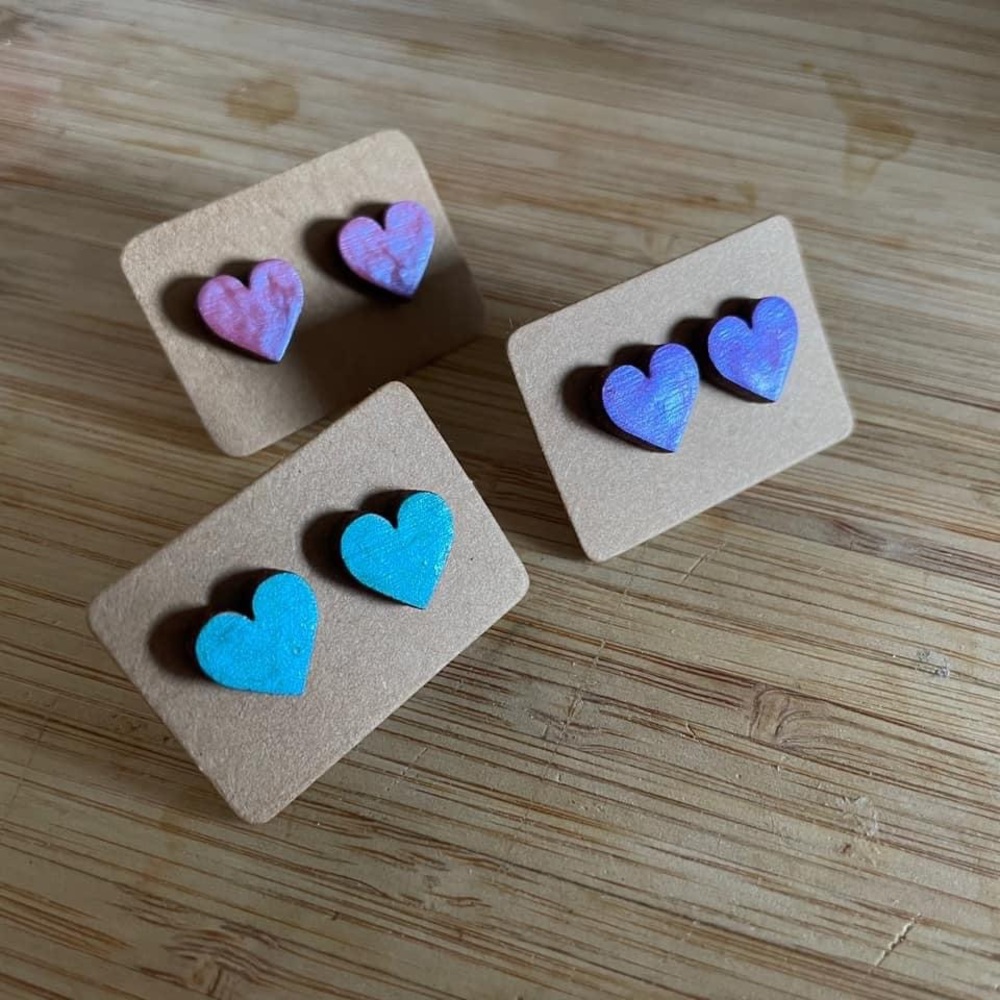 Metallic Heart Stud Earrings